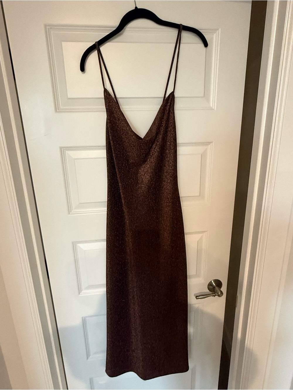 RESA Metallic Brown Fitted Midi Dress